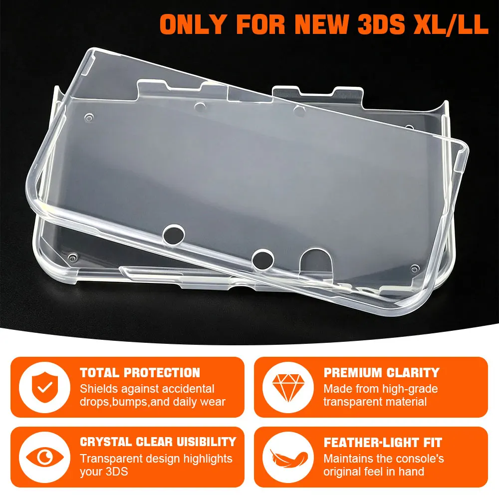 Transparente schwarze/klare TPU-Silikonhülle für NEW 3DS XL LL/NEW 3DS XL, weiche, transparente Schutzhülle, Zubehör für Spielekonsolen. – Detail 7