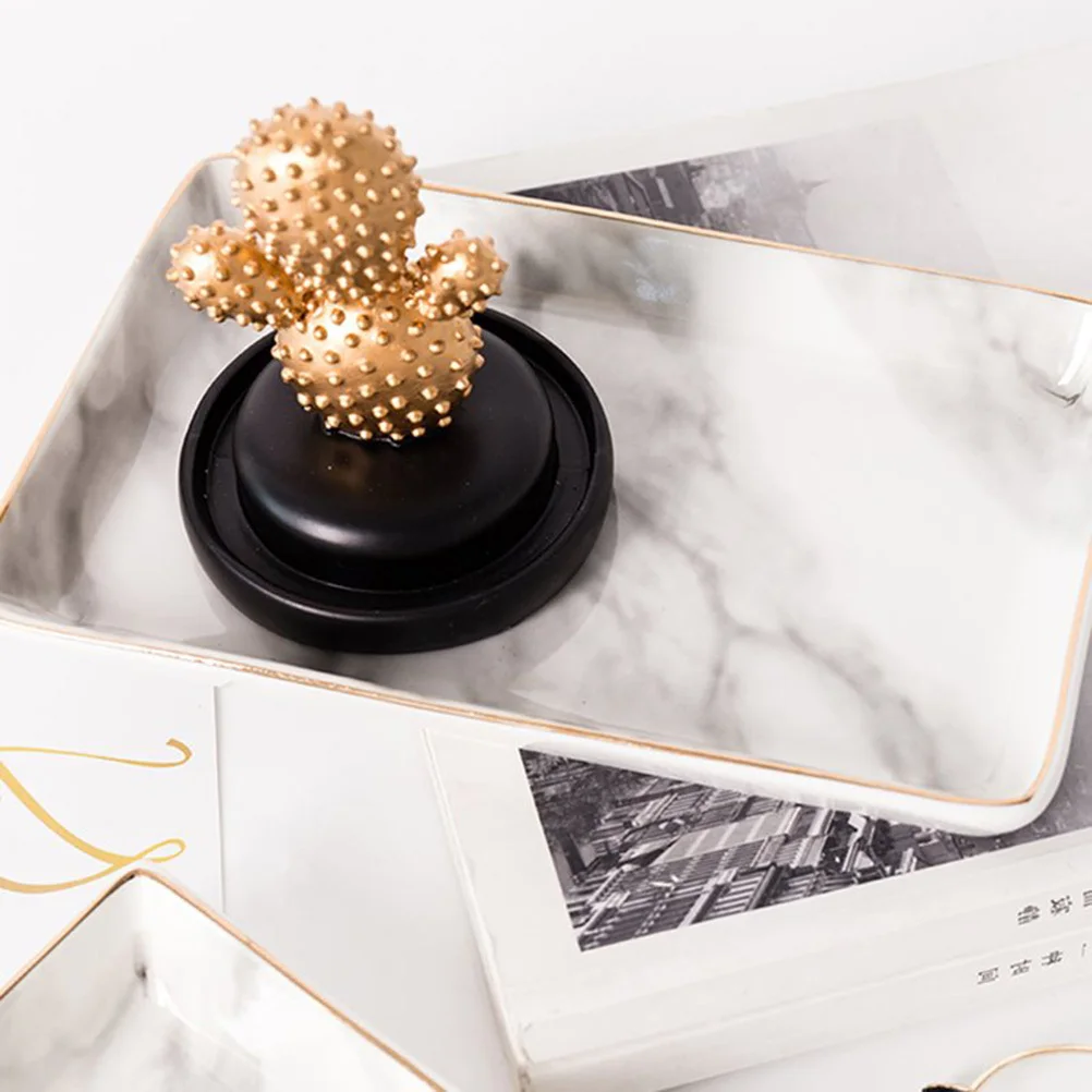 Large Size Ceramic Jewelry Plate Marble Pattern Nordic Ring Dish Organizer for Jewelry Storage and Home Decoration