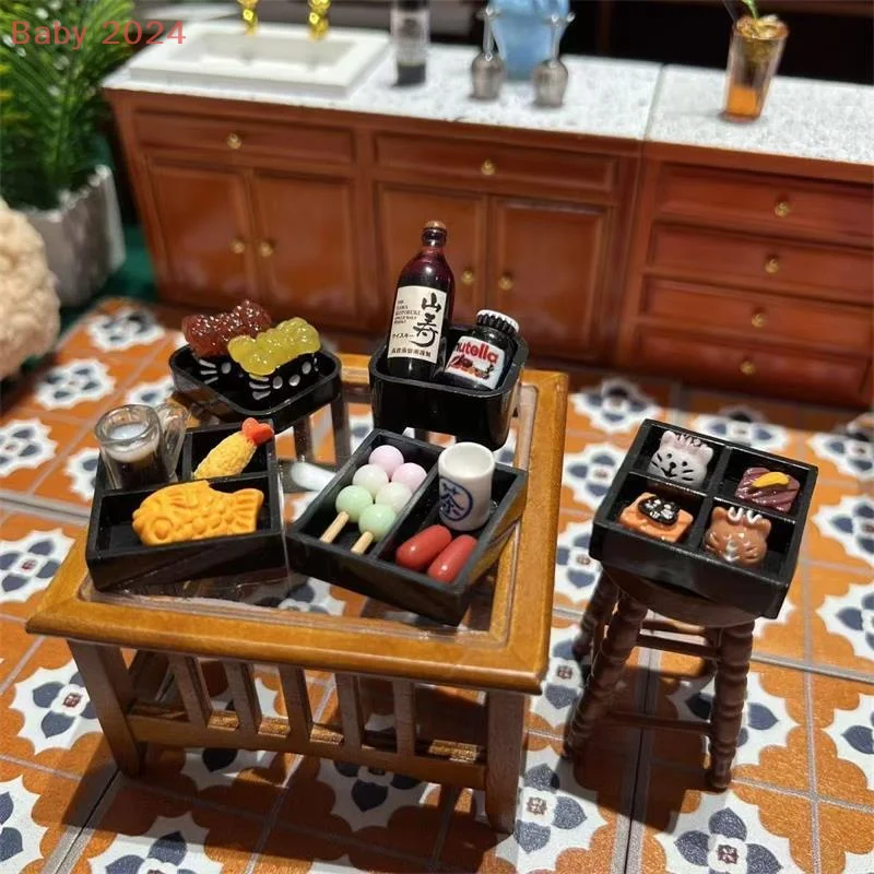 Dollhouse Japanese Cuisine Food 5-Piece Set Miniatures Model Kitchen Accessories Kids Pretend Play Toys Ornament Model Set Gifts