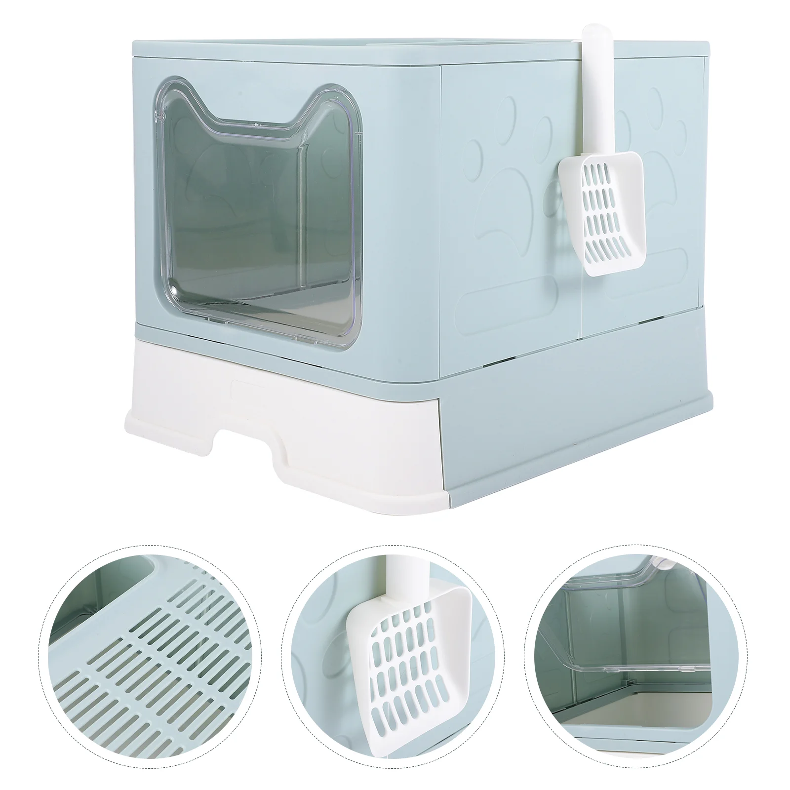 

Fully Enclosed Foldable Collapsible Cat Litter Box Pp Pet Toilet Kitten Pan Potty