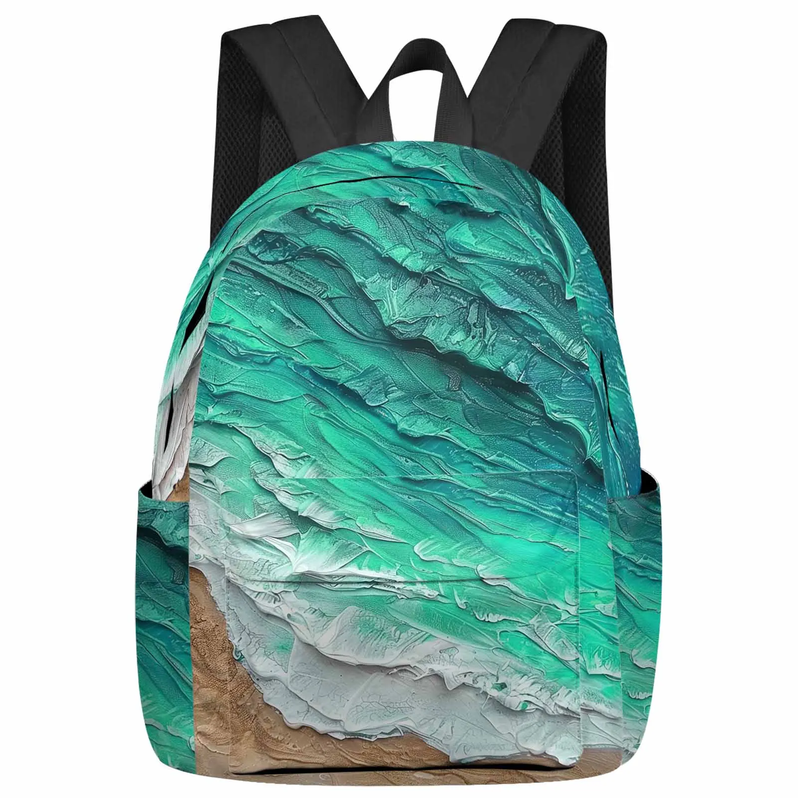 

Ocean Beach Duck Green Gradual Waves Backpacks Teenagers Student School Bags Laptop Custom Backpack Men Women Travel