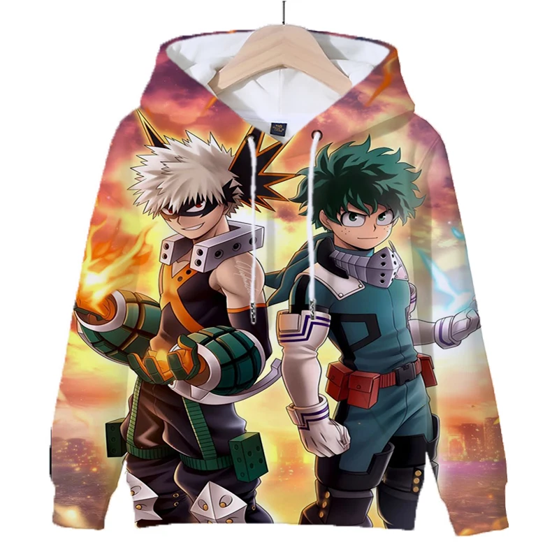 بلدي بطل الأكاديمية ثلاثية الأبعاد الطباعة أنيمي هوديس بنين بنات قمصان سويت شيرت بقلنسوة الاطفال طويلة الأكمام البلوفرات القمم ملابس الأطفال #4