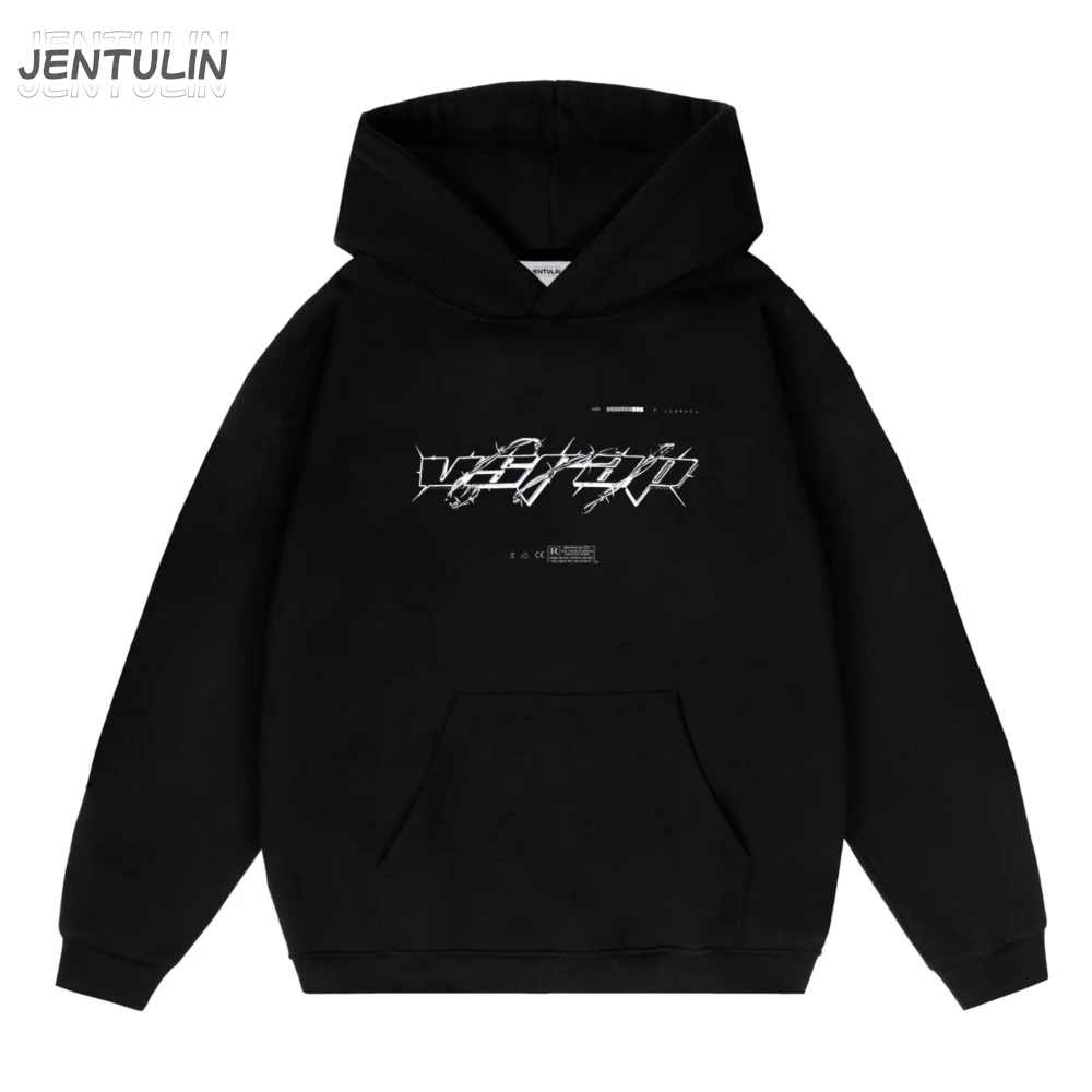 Harajuku Oversized Streetwear Pullover Men's Hoodies WIRE Funny Graphic Print Hooded Sweatshirts Hip Hop Aesthetic Tops Goth Y2k