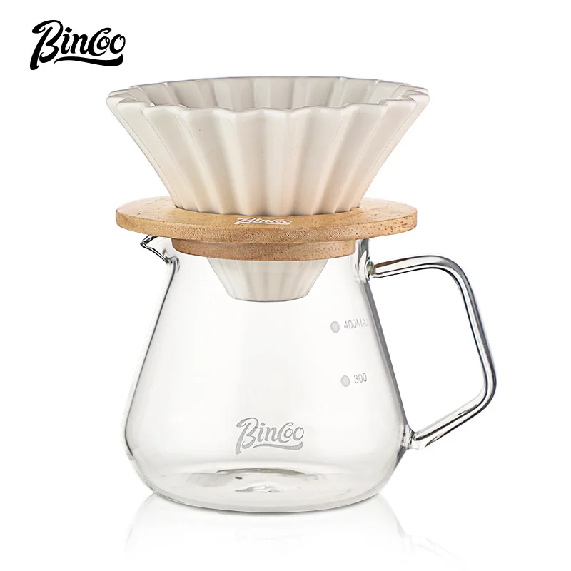 Bincoo Coffee Dripper Engine Style Coffee Drip Filter Cup Permanent Pour Over Coffee Maker Separate Stand for 1-4 Cups