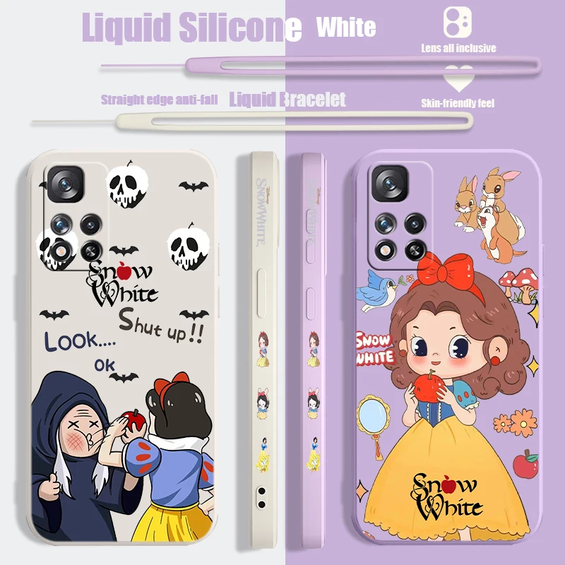 Disney Snow White Liquid Left Rope Phone Case For Xiaomi Redmi 6 7 A K20 40 Note 7 8 9 10 T S Lite Pro Max 5G Shell Soft Cover