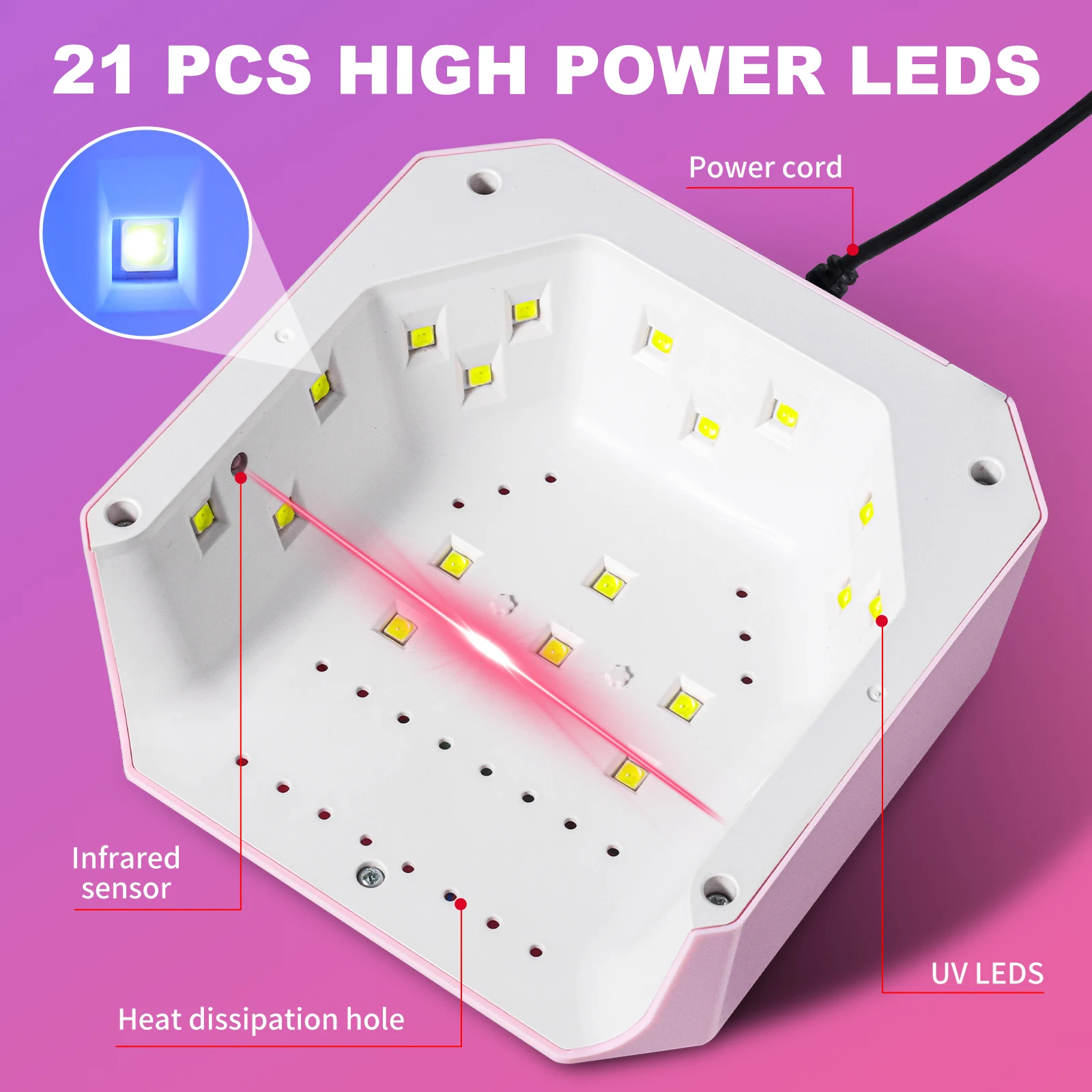 المحمولة مسمار مجفف مصباح الأشعة فوق البنفسجية ضوء للأظافر عيون حماية 21 المصابيح الأشعة فوق البنفسجية مصباح ل هلام طلاء الأظافر علاج مجفف المنزل صالون أداة USB #3