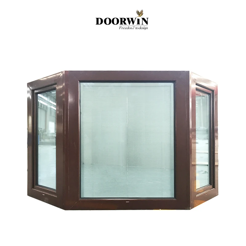 Best Selling Aluminium Corner Bay Heat Insulation Low-E Double Glazed Fixed Textured Bow Window Casement Bay Aluminium Windows