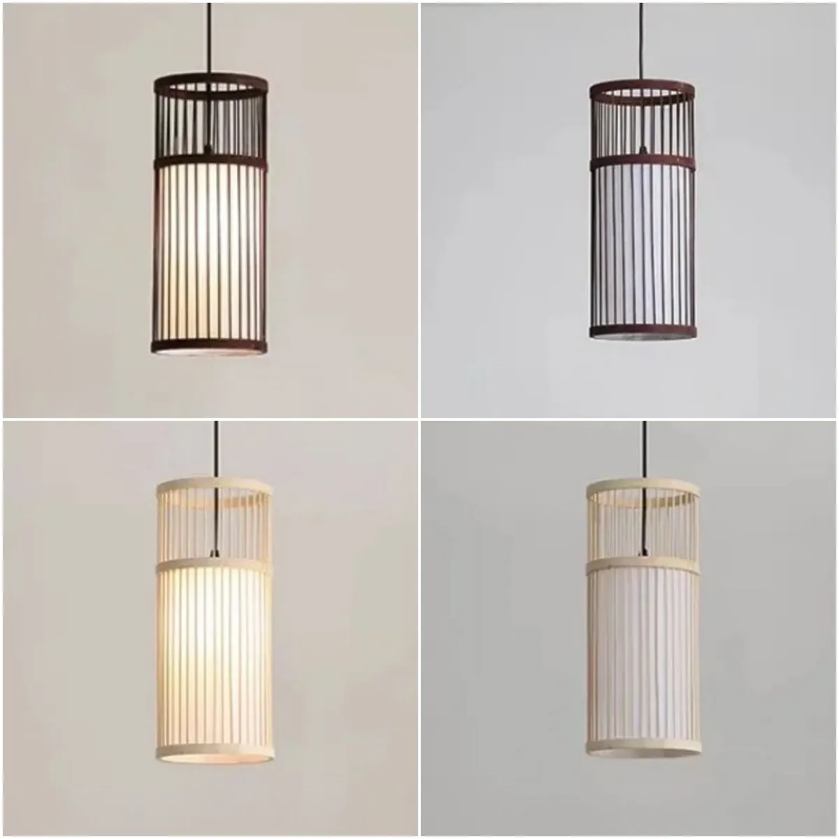 الحديثة الخيزران الفن الثريا النمط الياباني الخيزران المنسوجة يدويا المعلقات أضواء E27 الخيزران فانوس الثريا غرفة نوم غرفة الطعام #3