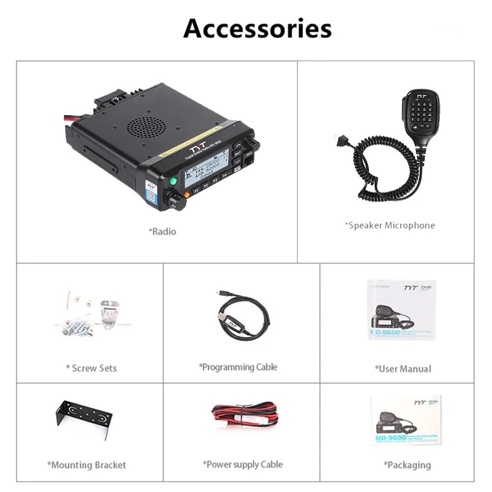 TYT MD-9600 GPS AES256 DMR Cyfrowo-Analogowa Radiostacja Mobilna Dwuzakresowa 50/45/25W DMR Mobilny Transceiver DMR Mobilny Walkie Talkie