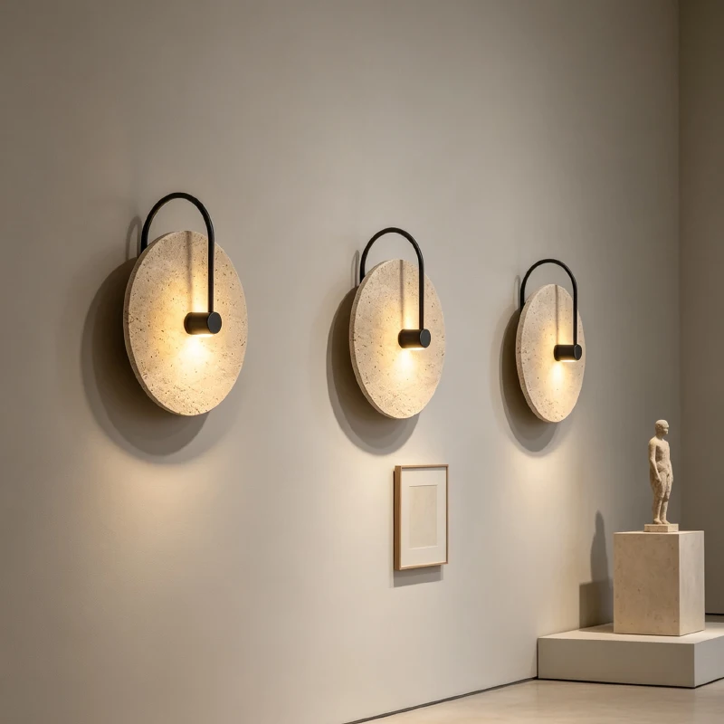 Nordic Round Natural Stone Home Decor Sconce LED Room Wall Light For Bedroom Villa Living Room Lighting Fixtures