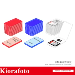 24 PCS Multi-Color Clear Plastic Memory Card Case Holder for 24 SD SDXC SDHC & 24 Micro SD SDXC SDHC TF Cards Jewelery Box
