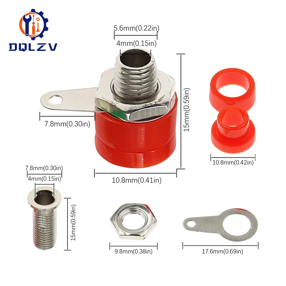 4mm Banana Panel Socket Test Probe Binding Post Nut Plug Jack Connector