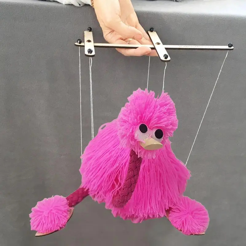 Marionette Ostrich Interactive Bird Puppet Funny Stuffed Animal Traditional Folk Puzzle Small Toys Bird Puppet With Strings