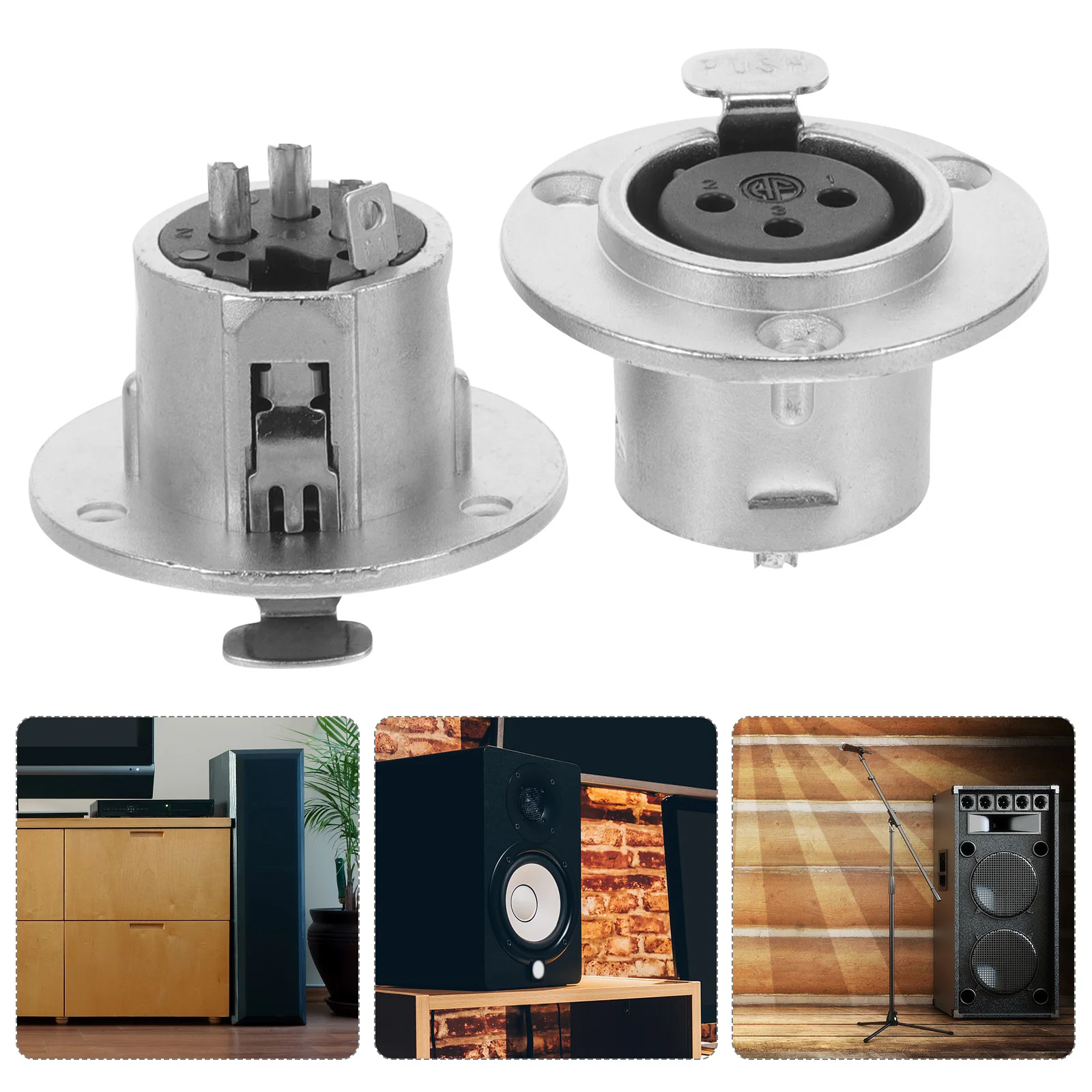 

2Pcs Zinc Alloy Female Microphone Jack Socket 3 Pin Panel Mount Audio Connector Patch Cable Microphone Socket Female Connector