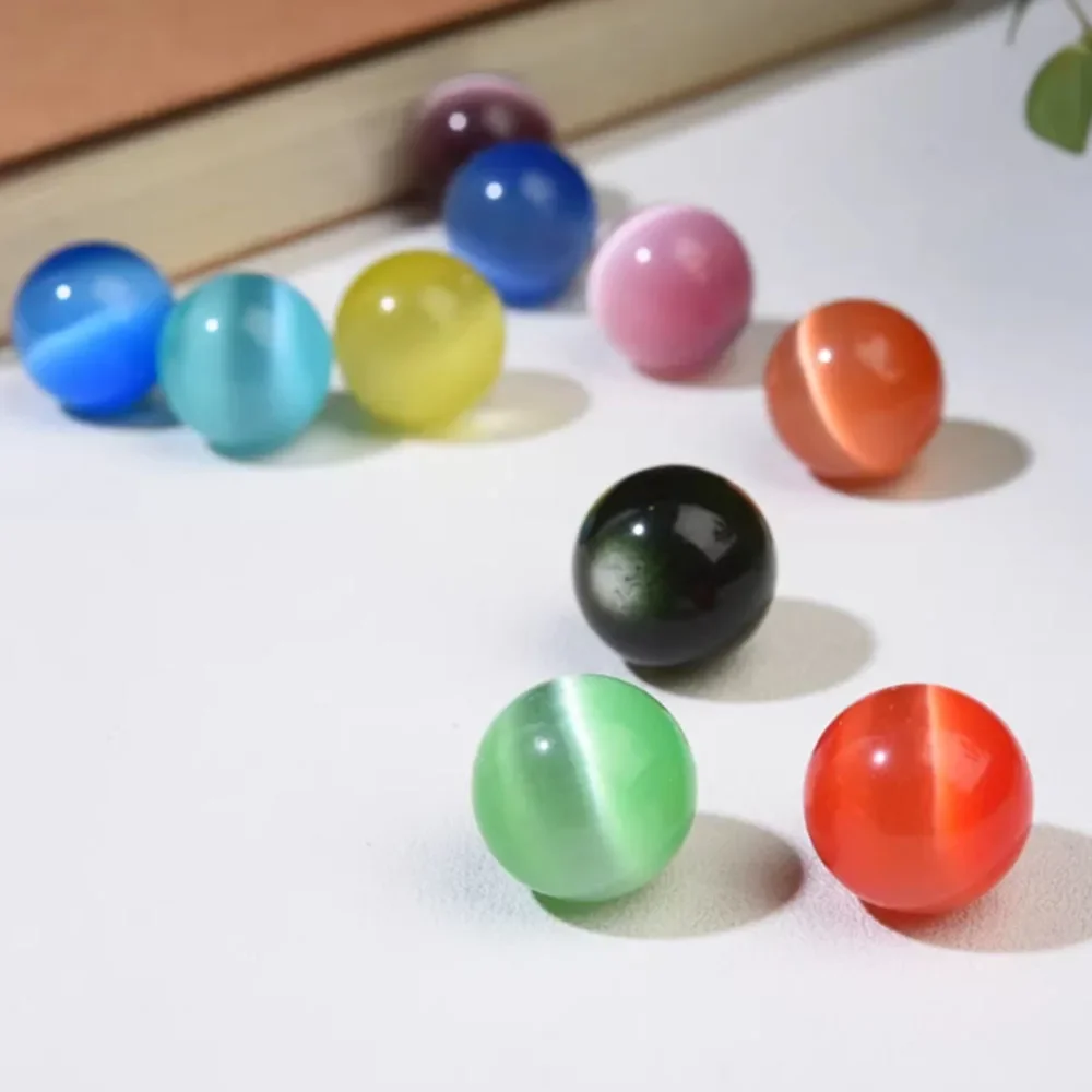 30mm Colorful Cat Eye Crystal Ball, High Roundness Glass Ornament for Aquarium Vase DIY Handcraft Garden Decor