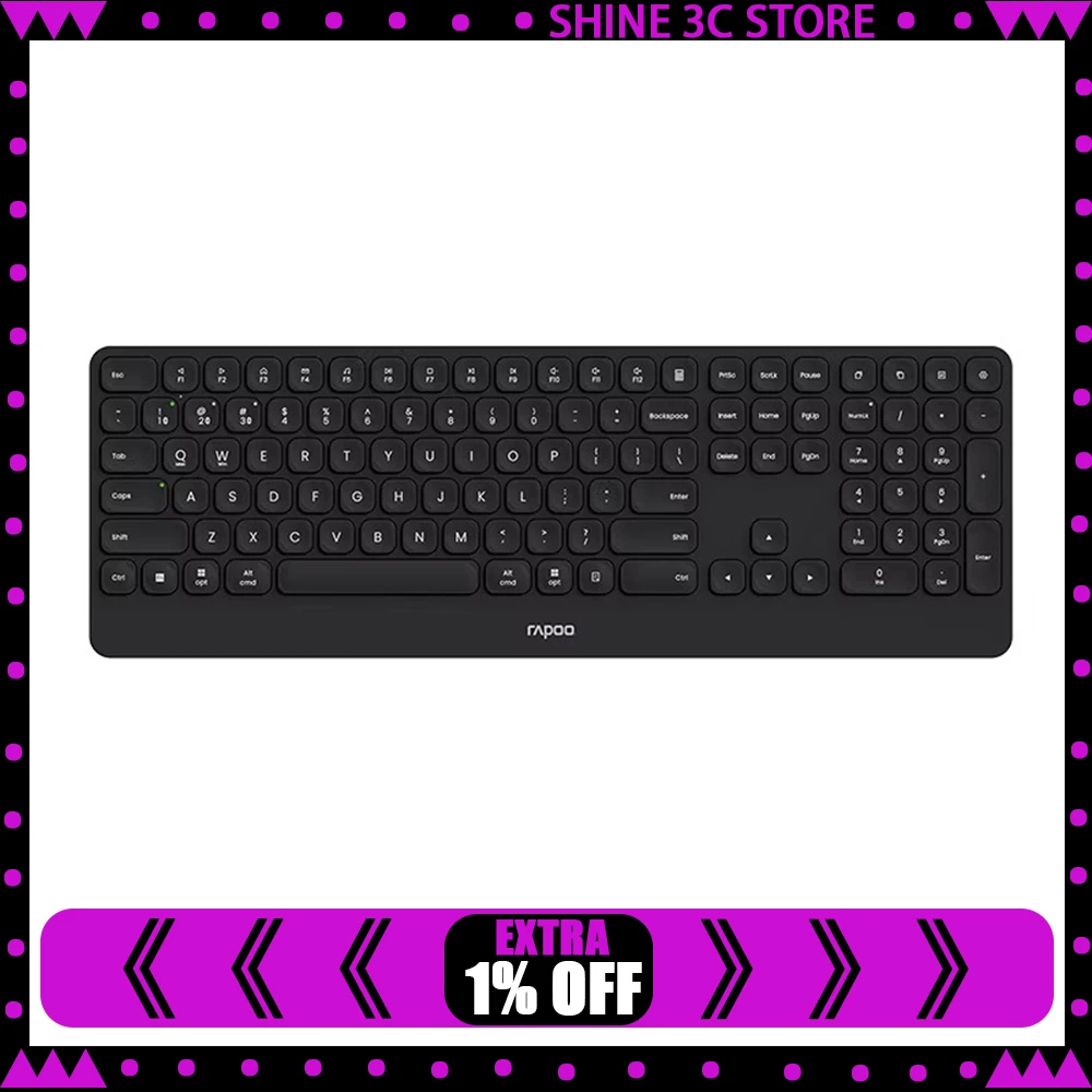 

Клавиатура Rapoo E9500G, три режима, 409 г, длительное время автономной работы, низкая задержка, ультратонкий корпус 3,9 мм, аксессуары для ПК, подарки