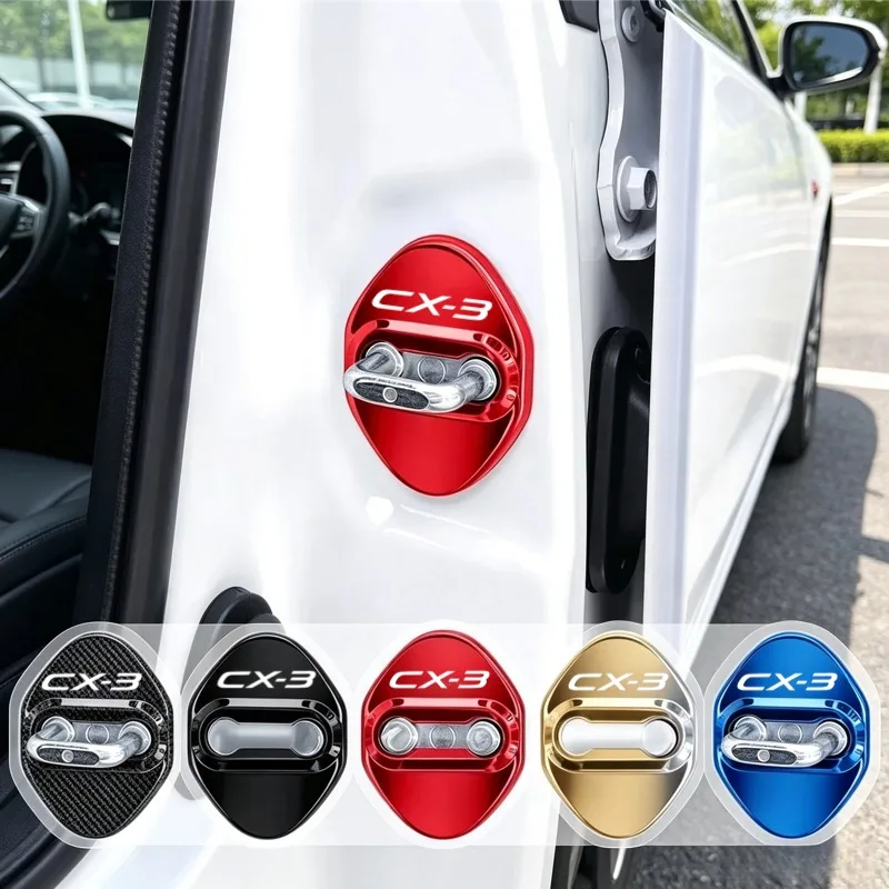 for Mazda CX3 CX-3 Car Styling Door Lock Protect Cover Buckle Anti-Collision Protective Covers Shock Absorbing Case Accessories
