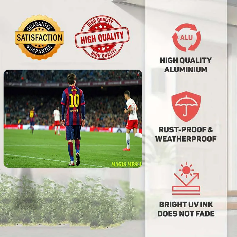 Lionel Andrés Messi Football Poster Customized Vintage Metal Signs Wall Art Retro Tin Plaque for Soccer Fans Room Accessories