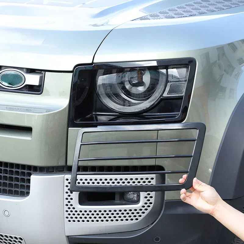 

Car Accessories Stainless Steel Black Car Headlight Lampshade Trim Cover For Land Rover Defender 90 110 130 2020-2025
