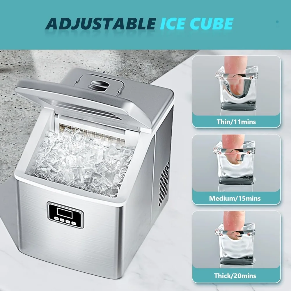 Countertop Ice Maker Machine, 40Lbs/24H Auto Self-Cleaning, 24 Pcs Ice/13 Mins, Portable Compact Ice Maker with Ice Scoop