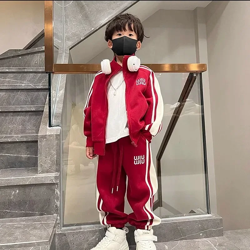 Boys Fashionable Autumn Collection Long Sleeve Cardigan Jacket Casual Pants Children's Sportswear 2-piece Set For Kids