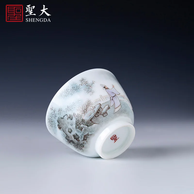 |Shengda ceramic Kung Fu tea cup hand-painted new color figure Li Bai master cup all hand-made Jingdezhen tea set tea cup