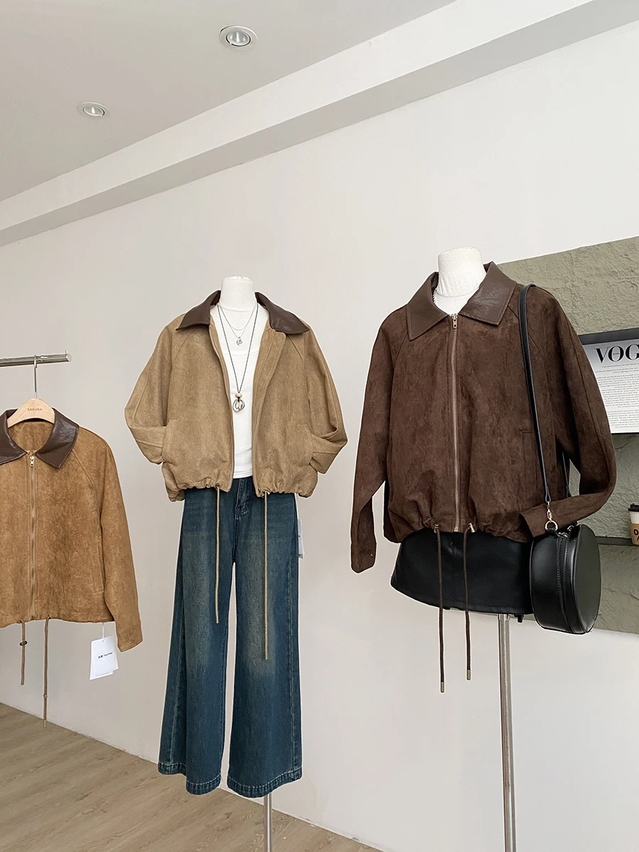 

2025 Autumn Winter New Style Korean Fashion Suede Jacket Women Loose Slimming Versatile Small Audience Top Trendy