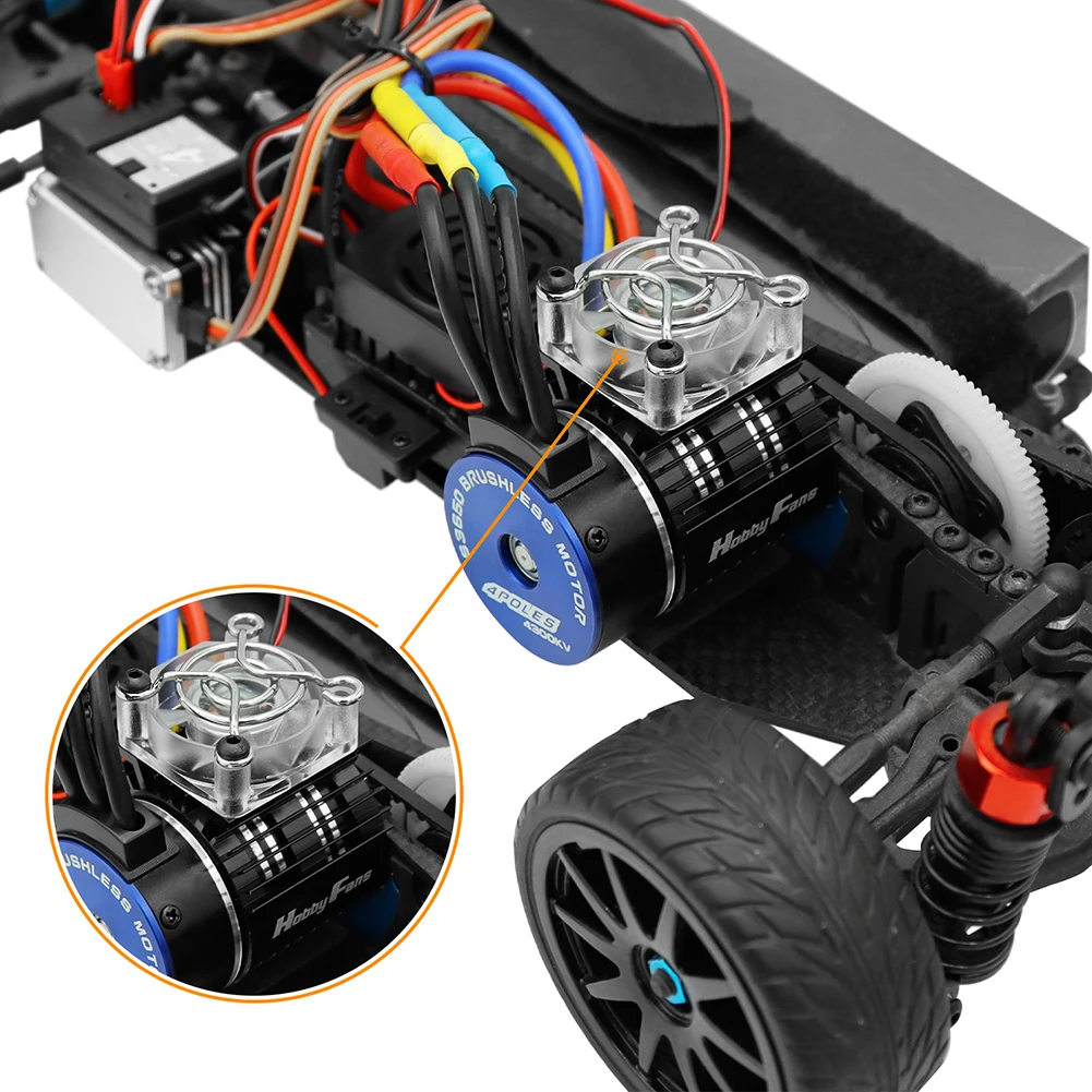 5-6V Motor Radiator with 5V Cooling Fan LED Motor Cooler Replacement Accessories for 540 550 3650 F540 3660 3670 for 1/10 RC Car