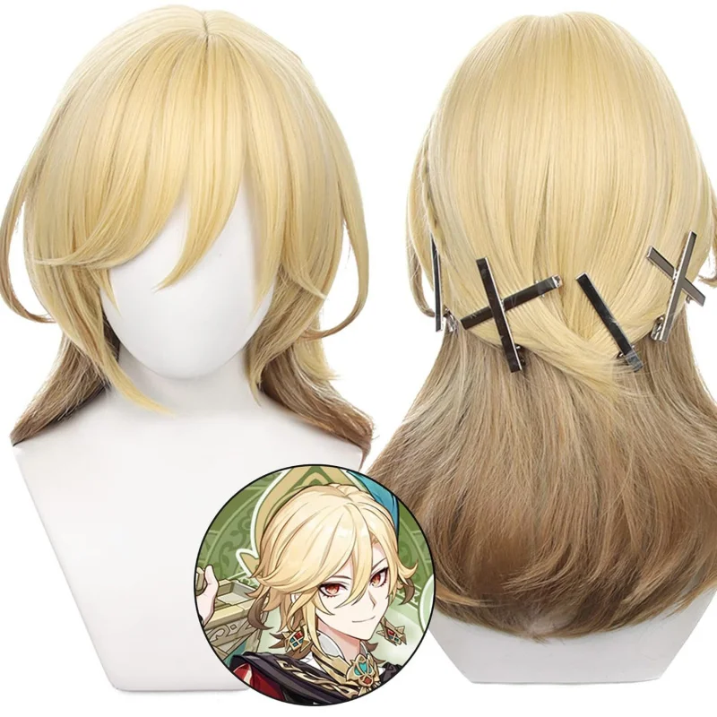 

Anime Wig Genshin Impact Kaveh Cosplay Wig Light Blonde Gradient Brown Style