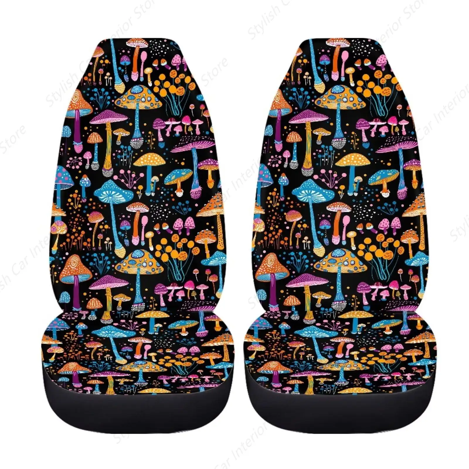 

Hippie Mushroom Car Seat Cover for Women,2Pcs Cottagecore Mushroom Car Accessory Universal Fit Automotive Seat Protector