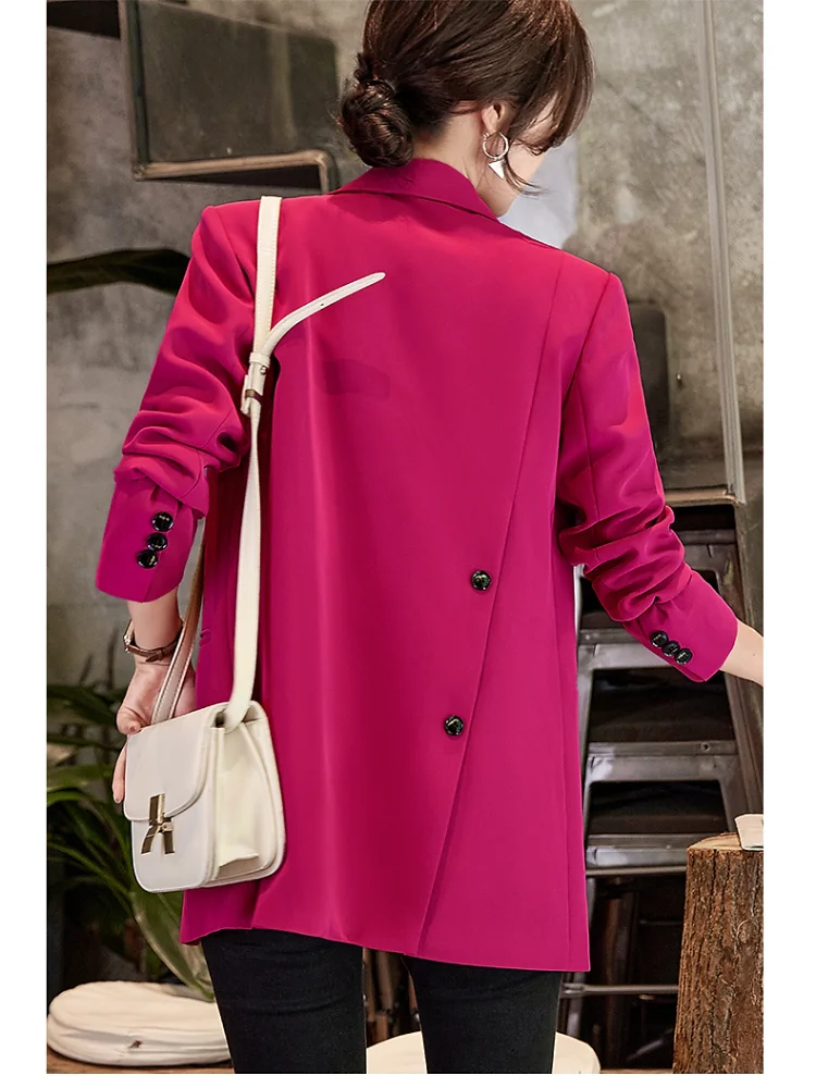 Casual Fashion High Quality Long-sleeved 2023 Spring and Autumn Jacket  Double-button Slim  Women's Business Work Formal Jacket