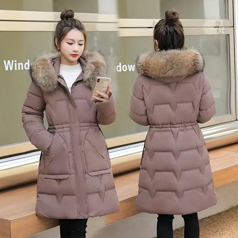 

2025 New Winter Puffer Jacket Women's Warm Parkas Fashion Fur Collar Hooded Long Coat Women's Oversize Thick Warm Overcoat Outwe
