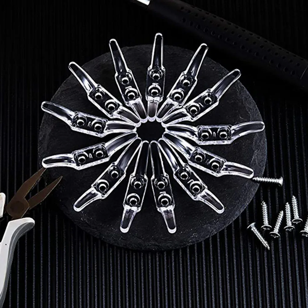 

12Pcs Double Hole Positioning Hook Transparent Smooth Design for Roller Curtain Blinds Retainer Drawcord Fixing Clip