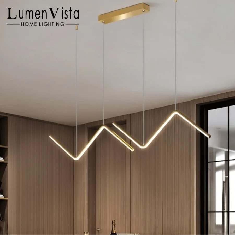 LED Chandelier Living Dining Room Aluminum Pendent Lamp Room Decor Hanging Light Dimmable Kitchen Dining Table Counter Droplight