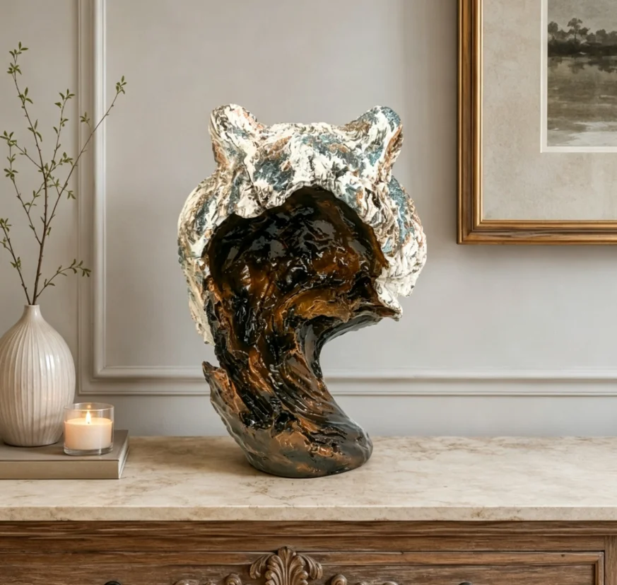 Vintage Resin Leopard Head Statue Animal Bust Sculpture Wildlife Figurine Tabletop Home Office Desk Decoration Ornament Gift
