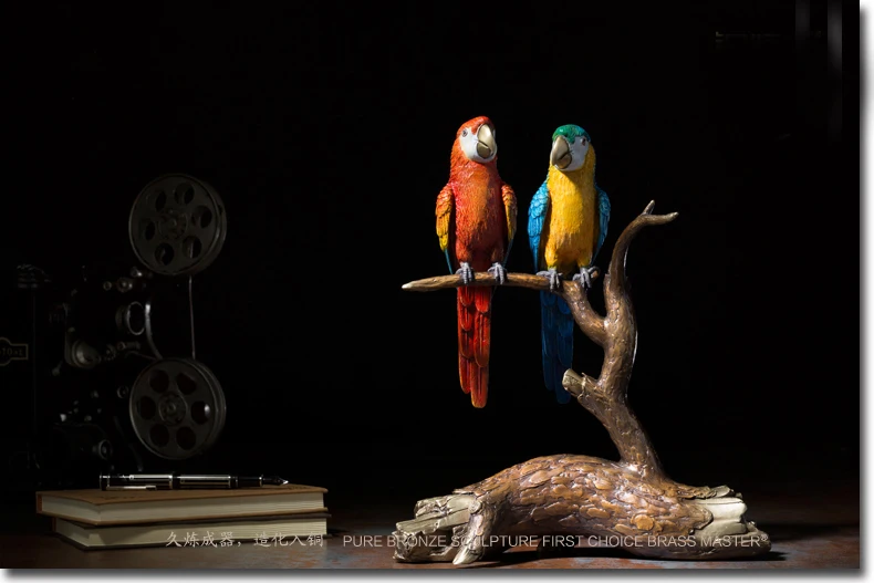 

GOOD LUCK Collection animal scarlet macaw parrot birds Color brass ART WORK HOME OFFICE shop lobby Limited Edition