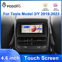 Podofo sistema di intrattenimento del sedile posteriore per Tesla Model 3/Y 2019-2023 Touch Screen da 4.6 pollici USB/TYPE-C porta di ricarica regolazione ca