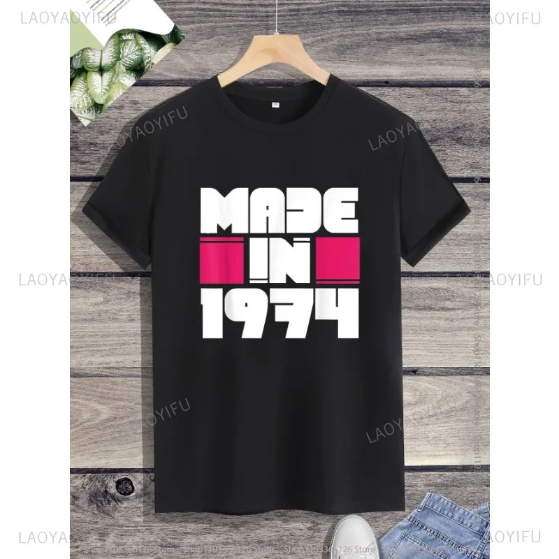 Camiseta vintage clássica para homens e mulheres, anos 70, tops unissex, camiseta confortável, streetwear casual, nascida em 1974, verão