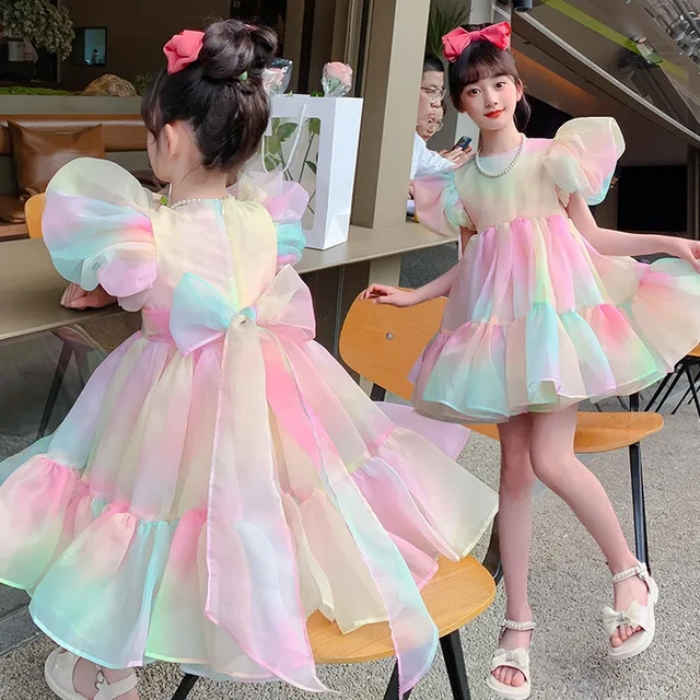 Modern Stylish Kids Rainbow Dress for Girls Tutu Ball Gown Party Clothes Kids Princess Birthday Dresses 4 5 7 9 11 13 Years Old AliExpress 1501