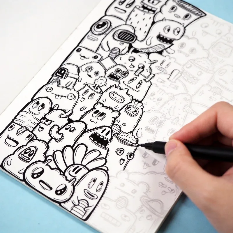 A Focused Training Line Drawing Art Book Containing 22 Different Graffiti Pattern for Office Worker Stress Relief Excluding Pens image 6
