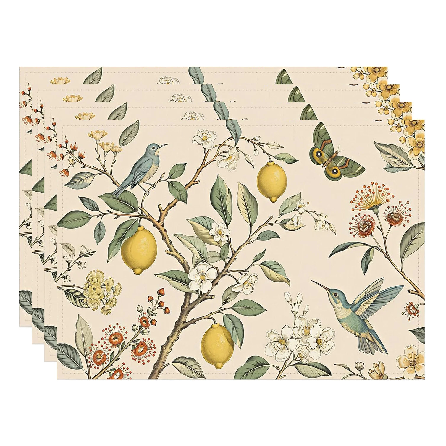 4/6/8pc Nautical Sea Life Placemats Linen For Coastal Theme Tableware Ocean Inspired Design