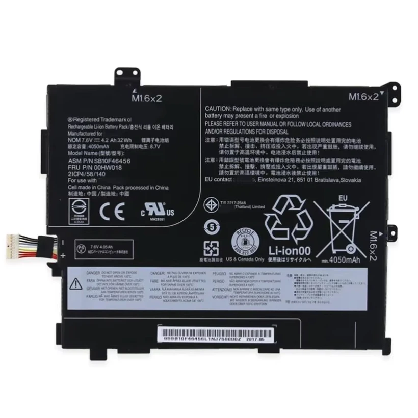 

Аккумулятор для ноутбука 00HW017 00HW019 00HW016 00HW018 для ThinkPad 10 2-го поколения 20E3 20E4 серии SB10F46454 SB10F46455 SB10F46456 32WH