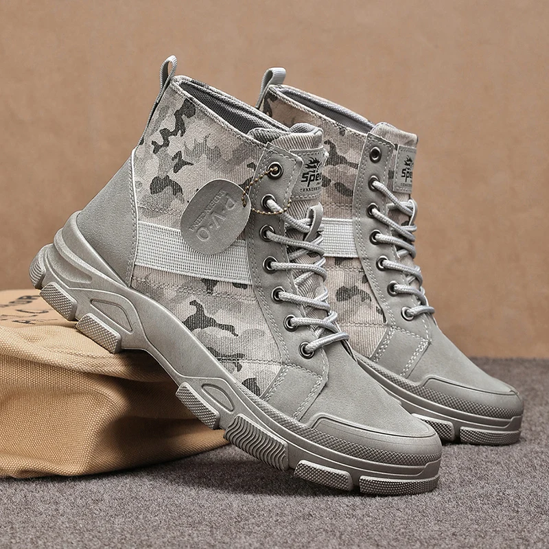 Men's Camouflage High-Top Combat Boots 3 Colors Breathable Outdoor Hiking Shoes view 5