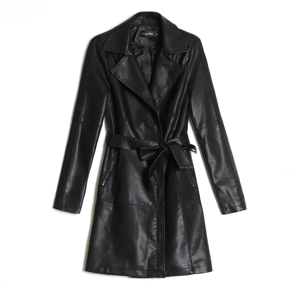 2024  Spring and Autumn New Fashion Slim Fit Women\'s Versatile Leather Coat Mid length Suit Collar Cotton Sheepskin Windbreaker