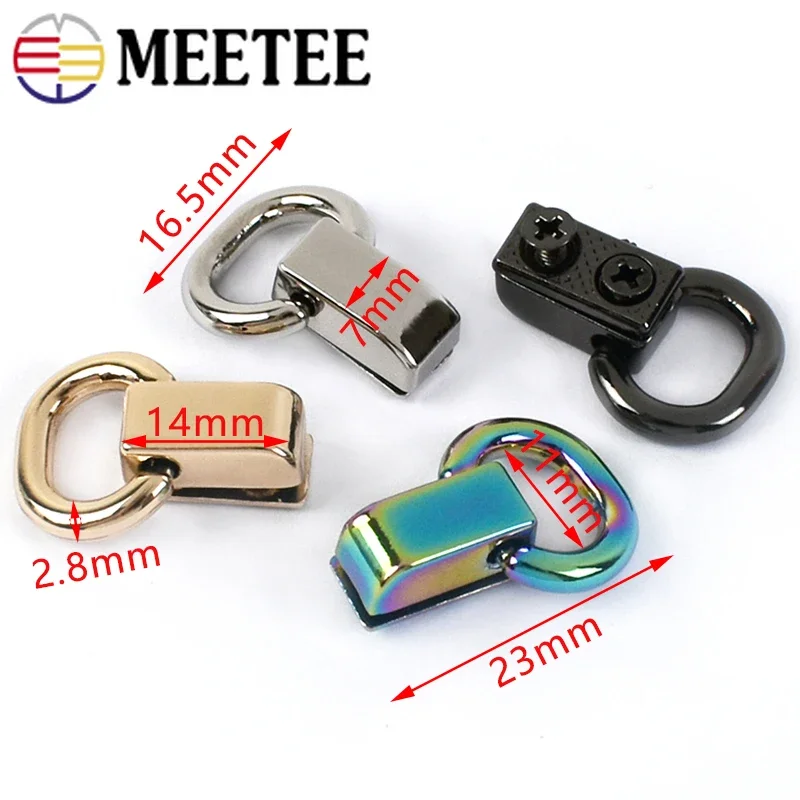 2/5/10Pcs 11mm Metal Buckle for Bag Strap Handle Side Clip Hooks Oval Ring Connector Screws Nail Loop DIY Accessories