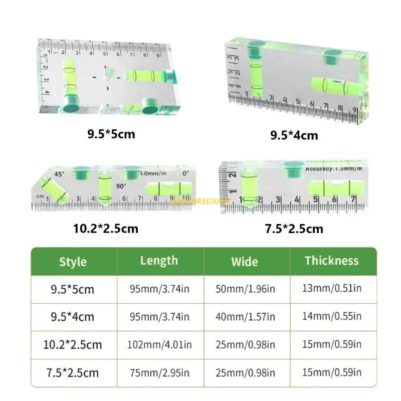 E7CD Acryl Check Bubble Level Tool Mini Level Tool met 90 °/180 ° Niveaus Bubble