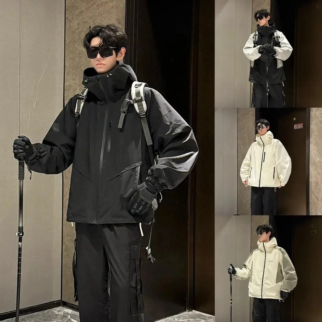 

Мужская ветрозащитная куртка-трансформер с капюшоном для активного отдыха, ранней осени, альпинизма и работы, из полиэстера/нейлона и синтетического волокна