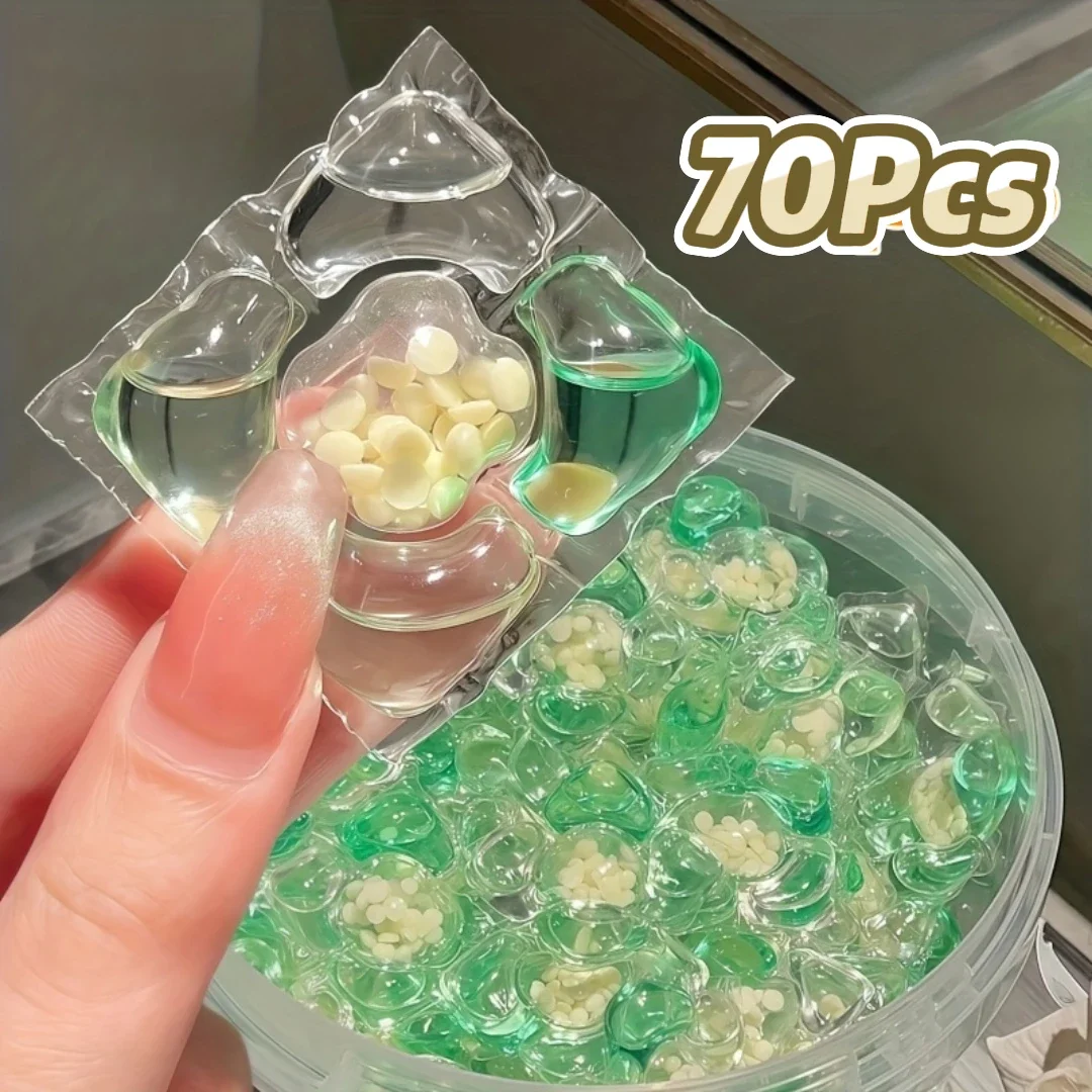 

70pcs Laundry Beads, Concentrated Active Detergent, High Efficiency Stain Removal, Long-Lasting Fragrance, Easy to Clean Laundr