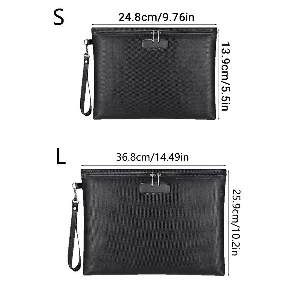 Sac à documents ignifuge avec serrure à Code, résistant à la chaleur, étanche avec fermeture éclair, pochette d'argent avec poignée suspendue, Portable