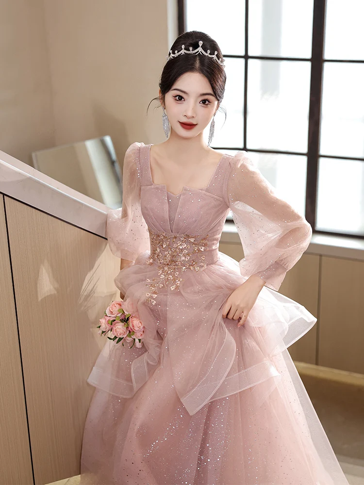 

Pink Evening Gown Wedding Dr 2025 New Sle Banquet Elegance Engagement Luxury High-End Sensation Host Summer